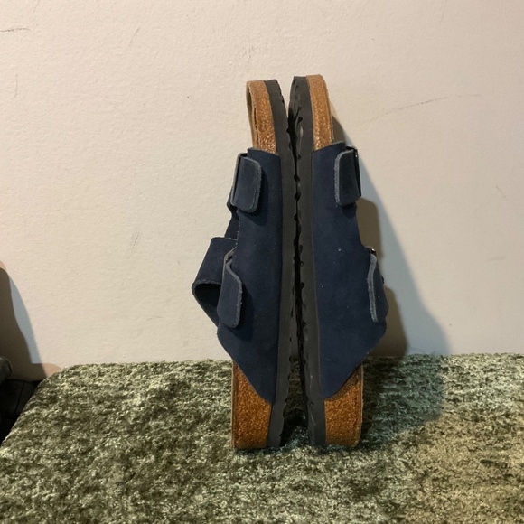 Birkenstock Arizona Double Buckle Strap Blue Suede Slides Sandals Shoes 39 9 9.5 - Picture 5 of 12